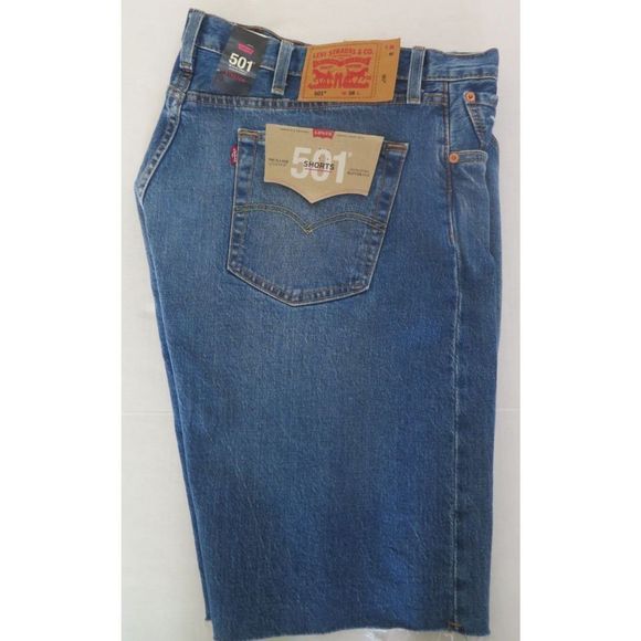 Levi's 501 Men's Sz 38 Blue Denim Stretch Signature Button Fly Shorts - Picture 3 of 6